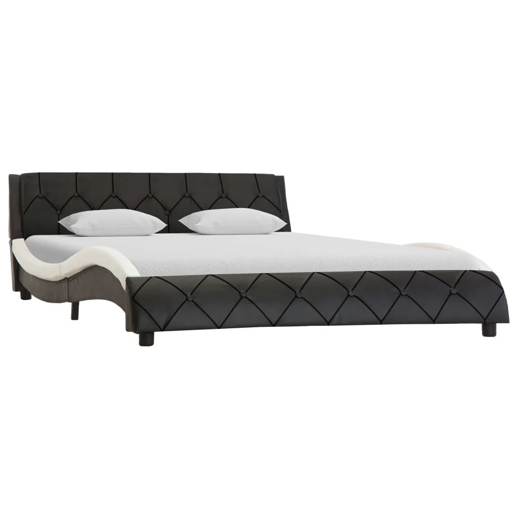 vidaXL Bedframe kunstleer zwart en wit 160x200 cm