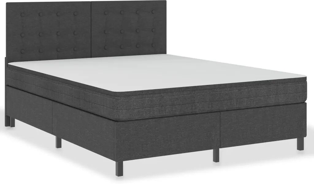 vidaXL Boxspring stof donkergrijs 160x200 cm