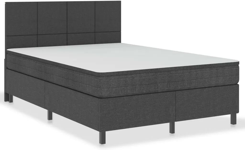 vidaXL Boxspring stof donkergrijs 180x200 cm