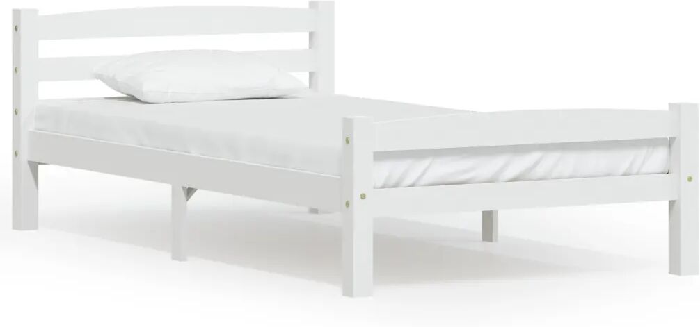 vidaXL Bedframe massief grenenhout wit 90x200 cm