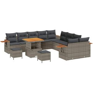vidaXL Tuinbank Set 13 pcs Grijs Poly Rattan en Poedergecoat Staal vidaXL Tuinbank Set 13 pcs Grijs Poly Rattan en Poedergecoat Staal