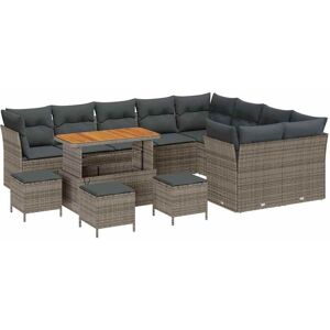 vidaXL Tuinbank Set 13 pcs Grijs Poly rattan en gepoedercoat staal vidaXL Tuinbank Set 13 pcs Grijs Poly rattan en gepoedercoat staal