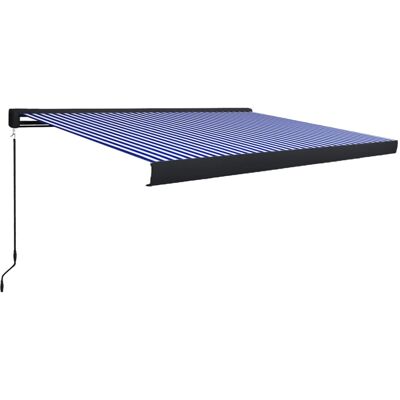 vidaXL Luifel handmatig 400x300 cm blauw en wit vidaXL Luifel handmatig 400x300 cm blauw en wit