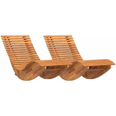 vidaXL Lounger 2 pcs Bruin 154 x 60 x 74 cm Massief Acacia Hout vidaXL Lounger 2 pcs Bruin 154 x 60 x 74 cm Massief Acacia Hout