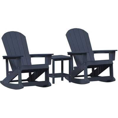 vidaXL Tuin loungeset 3 pcs Marineblauw HDPE vidaXL Tuin loungeset 3 pcs Marineblauw HDPE