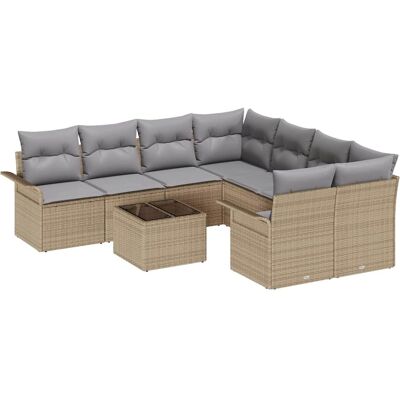 vidaXL Tuinbank Set 9 pcs Beige Poly rattan vidaXL Tuinbank Set 9 pcs Beige Poly rattan