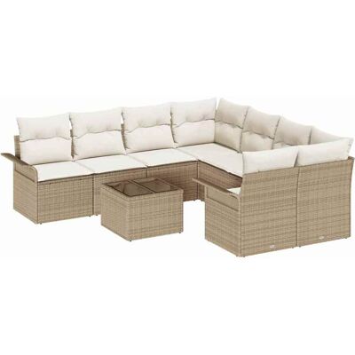 vidaXL Tuinbank Set 9 pcs Beige Poly rattan vidaXL Tuinbank Set 9 pcs Beige Poly rattan