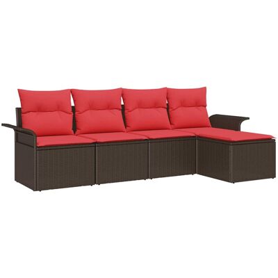 vidaXL Tuinbank Set met kussen 5 pcs Bruin poly rattan vidaXL Tuinbank Set met kussen 5 pcs Bruin poly rattan