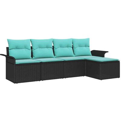 vidaXL Tuinbank Set met kussen 5 pcs Zwart poly rattan vidaXL Tuinbank Set met kussen 5 pcs Zwart poly rattan