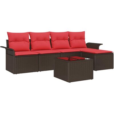 vidaXL Tuinbank Set met kussen 6 pcs Bruin poly rattan vidaXL Tuinbank Set met kussen 6 pcs Bruin poly rattan