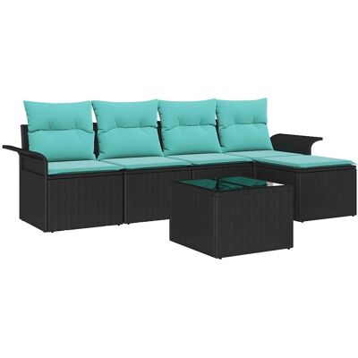 vidaXL Tuinbank Set met kussen 6 pcs Zwart poly rattan vidaXL Tuinbank Set met kussen 6 pcs Zwart poly rattan