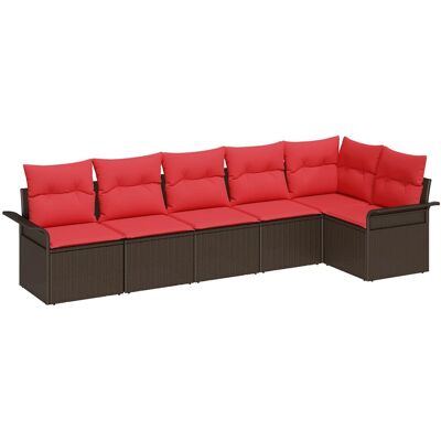 vidaXL Tuinbank Set met kussen 6 pcs Bruin poly rattan vidaXL Tuinbank Set met kussen 6 pcs Bruin poly rattan