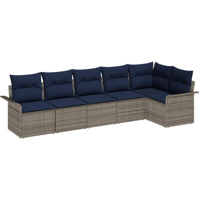 vidaXL Tuinbank Set met kussen 6 pcs Grijs poly rattan vidaXL Tuinbank Set met kussen 6 pcs Grijs poly rattan