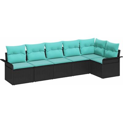 vidaXL Tuinbank Set met kussen 6 pcs Zwart poly rattan vidaXL Tuinbank Set met kussen 6 pcs Zwart poly rattan