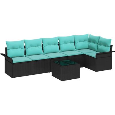 vidaXL Tuinbank Set met kussen 7 pcs Zwart poly rattan vidaXL Tuinbank Set met kussen 7 pcs Zwart poly rattan