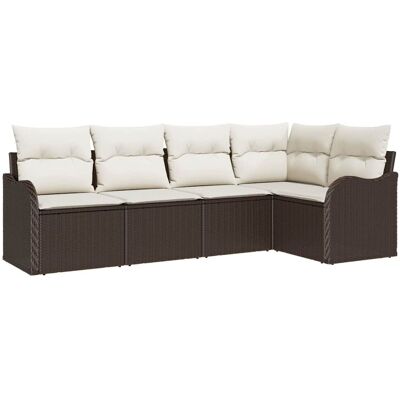vidaXL Tuinbank Set 5 pcs Bruin poly rattan vidaXL Tuinbank Set 5 pcs Bruin poly rattan