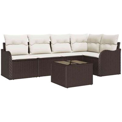 vidaXL Tuinbank Set met kussen 6 pcs Bruin Poly rattan vidaXL Tuinbank Set met kussen 6 pcs Bruin Poly rattan