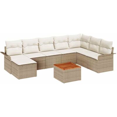 vidaXL Tuinbank Set met kussen 9 pcs Beige poly rattan vidaXL Tuinbank Set met kussen 9 pcs Beige poly rattan