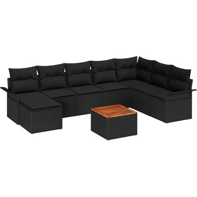 vidaXL Tuinbank Set met kussen 9 pcs Zwart poly rattan vidaXL Tuinbank Set met kussen 9 pcs Zwart poly rattan