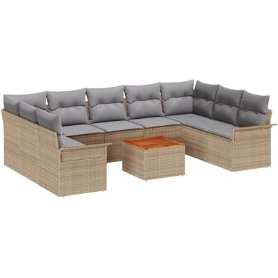 vidaXL Tuinbank Set met kussen 10 pcs Beige poly rattan vidaXL Tuinbank Set met kussen 10 pcs Beige poly rattan