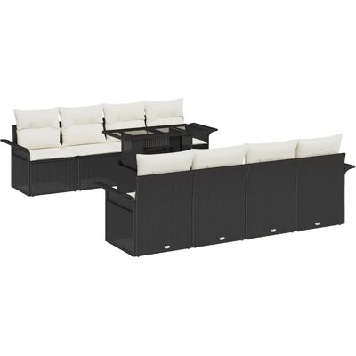 vidaXL Tuinbank Set met kussen 9 pcs Zwart Poly rattan vidaXL Tuinbank Set met kussen 9 pcs Zwart Poly rattan