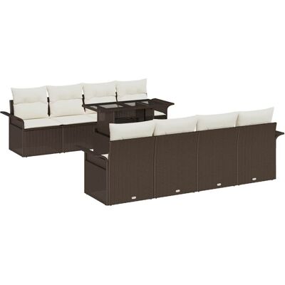 vidaXL Tuinbank Set met kussen 9 pcs Bruin poly rattan vidaXL Tuinbank Set met kussen 9 pcs Bruin poly rattan