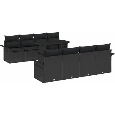 vidaXL Tuinbank Set met kussen 9 pcs Zwart poly rattan vidaXL Tuinbank Set met kussen 9 pcs Zwart poly rattan
