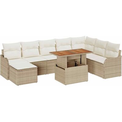 vidaXL Tuinbank Set met kussen 9 pcs beige en crèmekleurig vidaXL Tuinbank Set met kussen 9 pcs beige en crèmekleurig