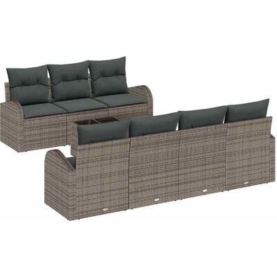 vidaXL Tuinbank Set met kussen 8 pcs Grijs Poly rattan, staal en glas vidaXL Tuinbank Set met kussen 8 pcs Grijs Poly rattan, staal en glas