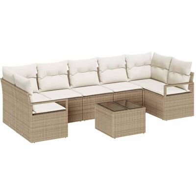 vidaXL Tuinbank Set 8 pcs Beige en Crème Poly rattan, staal en glas vidaXL Tuinbank Set 8 pcs Beige en Crème Poly rattan, staal en glas