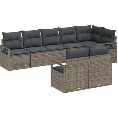 vidaXL Tuinbank Set met kussen met opslag 8 pcs Grijs poly rattan vidaXL Tuinbank Set met kussen met opslag 8 pcs Grijs poly rattan