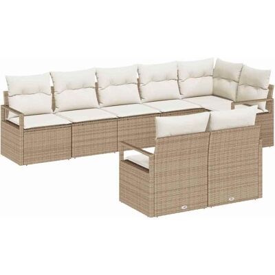 vidaXL Tuinbank Set met kussen 8 pcs Beige en Wit poly rattan vidaXL Tuinbank Set met kussen 8 pcs Beige en Wit poly rattan