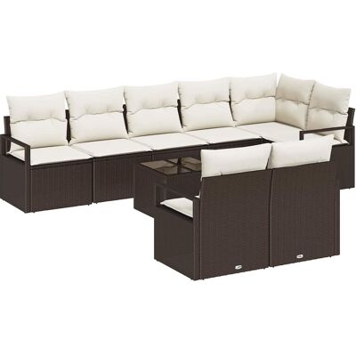 vidaXL Tuinbank Set met kussen 9 pcs Bruin en Crème poly rattan vidaXL Tuinbank Set met kussen 9 pcs Bruin en Crème poly rattan