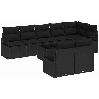 vidaXL Tuinbank Set met kussen met opslag 9 pcs Zwart poly rattan vidaXL Tuinbank Set met kussen met opslag 9 pcs Zwart poly rattan