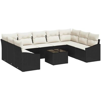 vidaXL Tuinbank Set met opslag Bruin en Crème poly rattan vidaXL Tuinbank Set met opslag Bruin en Crème poly rattan
