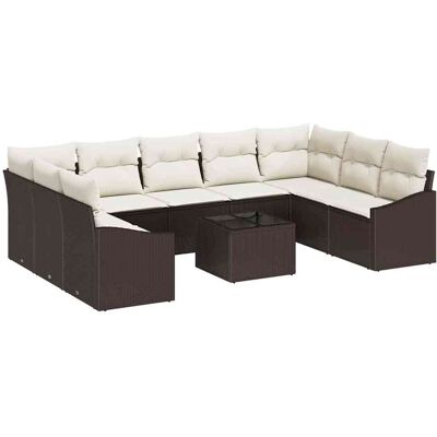 vidaXL Tuinbank Set met opslag Bruin en Crème poly rattan vidaXL Tuinbank Set met opslag Bruin en Crème poly rattan