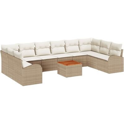 vidaXL Tuinbank Set met opslag 11 pcs Beige en Crème poly rattan vidaXL Tuinbank Set met opslag 11 pcs Beige en Crème poly rattan
