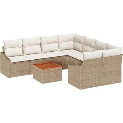 vidaXL Tuinbank Set met opslag 9 pcs Beige en Crème poly rattan vidaXL Tuinbank Set met opslag 9 pcs Beige en Crème poly rattan