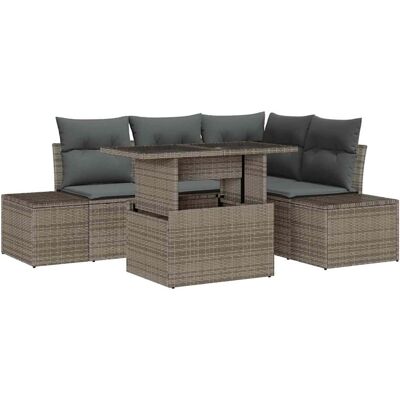 vidaXL Tuinbank Set met kussen met opslag 5 pcs Grijs poly rattan vidaXL Tuinbank Set met kussen met opslag 5 pcs Grijs poly rattan