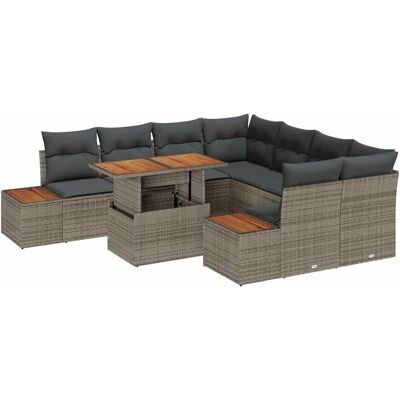 vidaXL Tuinbank Set met opslag 9 pcs Grijs Poly rattan vidaXL Tuinbank Set met opslag 9 pcs Grijs Poly rattan