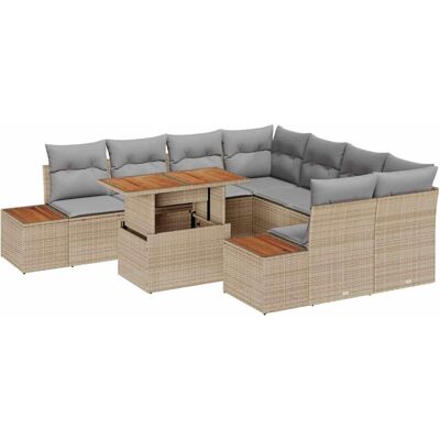 vidaXL Tuinbank Set met opslag 9 pcs Beige Poly rattan vidaXL Tuinbank Set met opslag 9 pcs Beige Poly rattan
