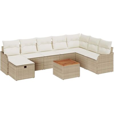 vidaXL Tuinbank Set met kussen met opslag 9 pcs Beige poly rattan vidaXL Tuinbank Set met kussen met opslag 9 pcs Beige poly rattan