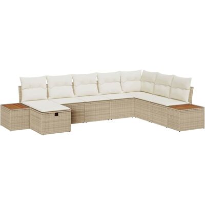 vidaXL Tuinbank Set met kussen 9 pcs Beige poly rattan vidaXL Tuinbank Set met kussen 9 pcs Beige poly rattan