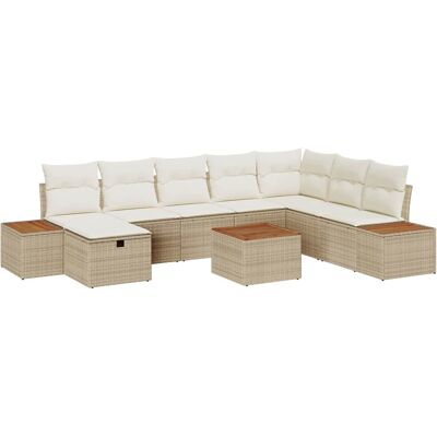 vidaXL Tuinbank Set met kussen 9 pcs Beige poly rattan vidaXL Tuinbank Set met kussen 9 pcs Beige poly rattan