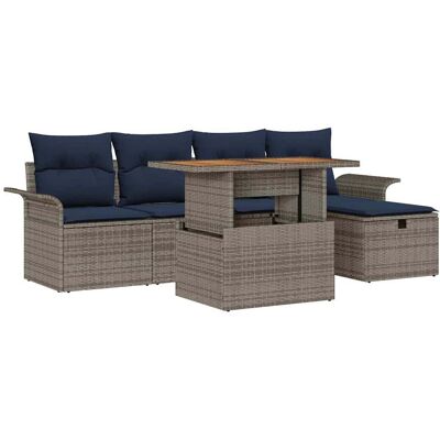 vidaXL Tuinbank Set 6 pcs Grijs poly rattan vidaXL Tuinbank Set 6 pcs Grijs poly rattan