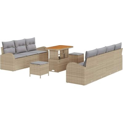 vidaXL Tuinbank Set met kussen 10 pcs Beige poly rattan vidaXL Tuinbank Set met kussen 10 pcs Beige poly rattan