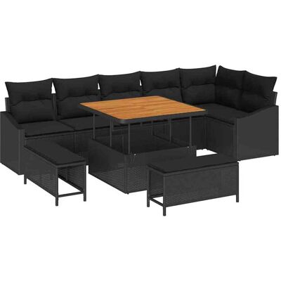 vidaXL Tuinbank Set met kussen 9 pcs Zwart poly rattan vidaXL Tuinbank Set met kussen 9 pcs Zwart poly rattan