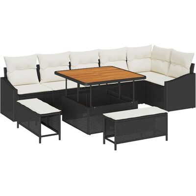 vidaXL Tuinbank Set met kussen 9 pcs Zwart poly rattan vidaXL Tuinbank Set met kussen 9 pcs Zwart poly rattan