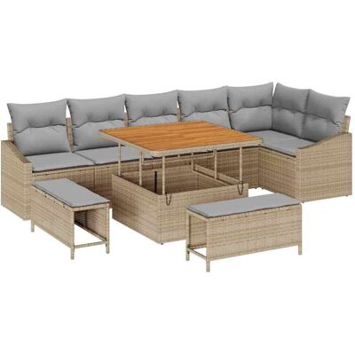 vidaXL Tuinbank Set met kussen 9 pcs Beige poly rattan vidaXL Tuinbank Set met kussen 9 pcs Beige poly rattan