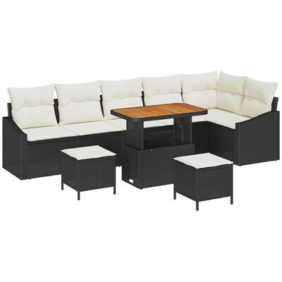 vidaXL Tuinbank Set met kussen 9 pcs Zwart poly rattan vidaXL Tuinbank Set met kussen 9 pcs Zwart poly rattan